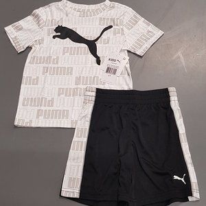 Boys 2T PUMA - 2 Piece Set  T-Shirt & Shorts - Black/White/Gray
